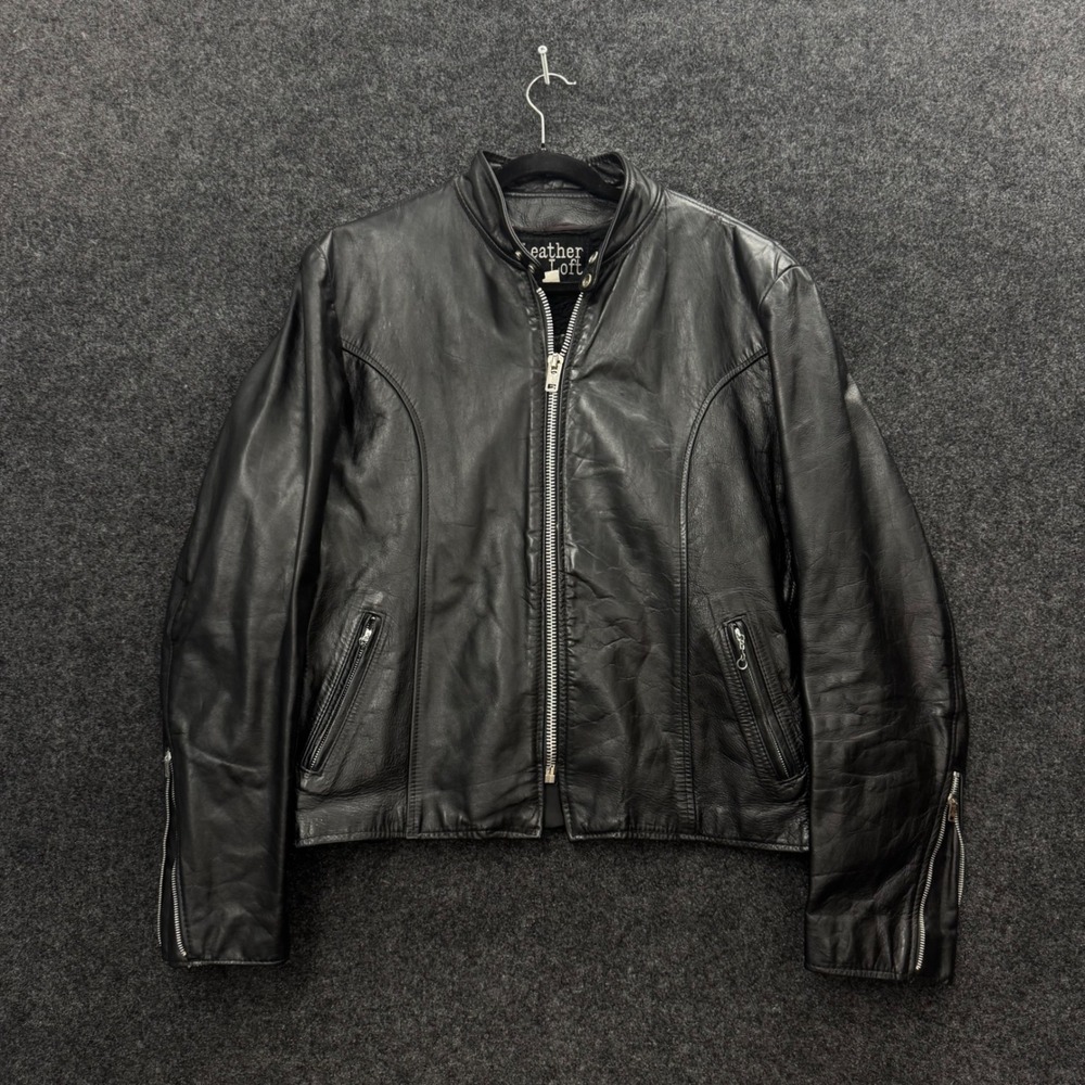 Vintage Leather Loft Steerhide Cafe Racer Moto Jacket Black Size 46 IDEAL 70s